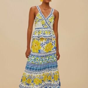 Farm Rio Off-White Zuli Low Rise Maxi Skirt